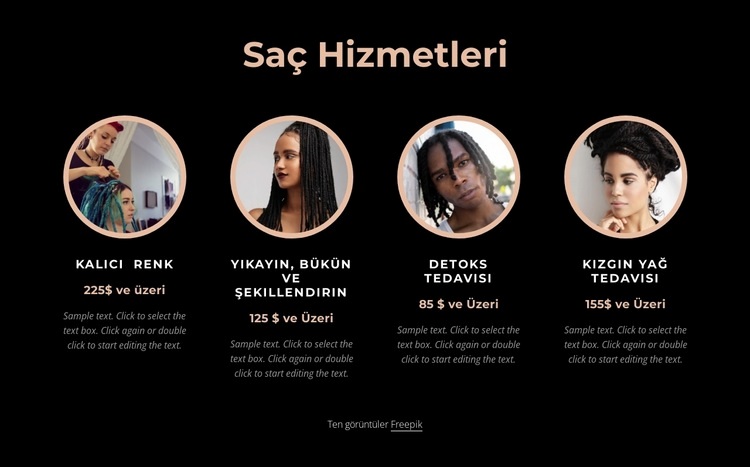 Saç hizmetleri Bir Sayfa Şablonu