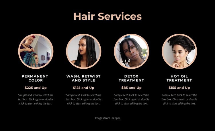 Hair services Website Mockup