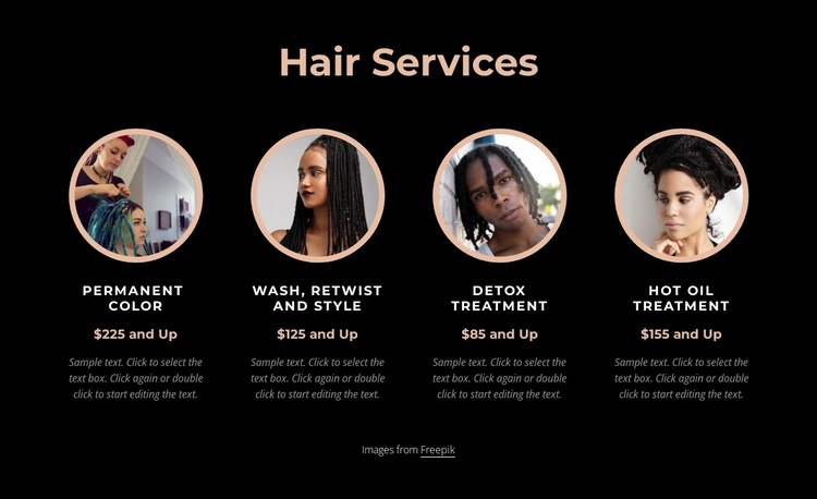 Hair services Landing Page