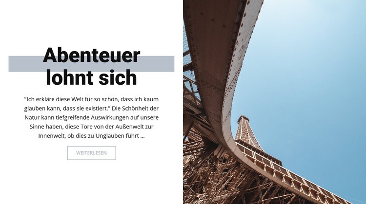 Abenteuer in Paris Website Builder-Vorlagen