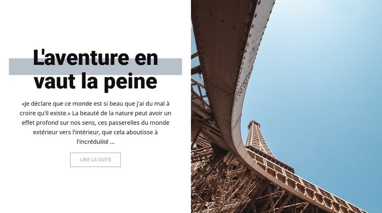 Aventure à Paris Page de destination