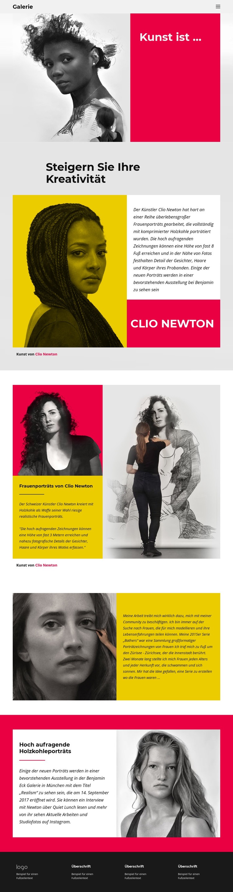 Kohleporträts Website design