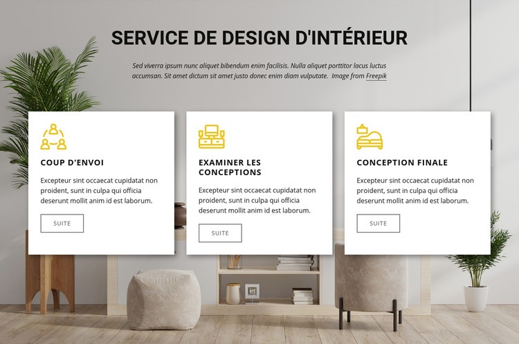 Services de design d'intérieur Maquette de site Web