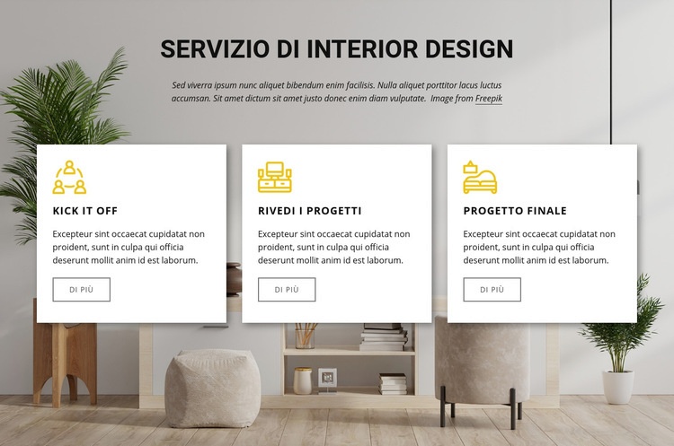 Servizi di interior design Mockup del sito web