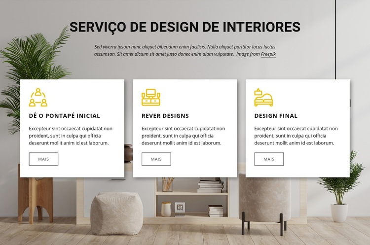 Serviços de design de interiores Modelo de uma página
