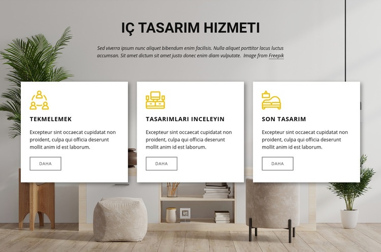 İç tasarım hizmetleri Açılış sayfası