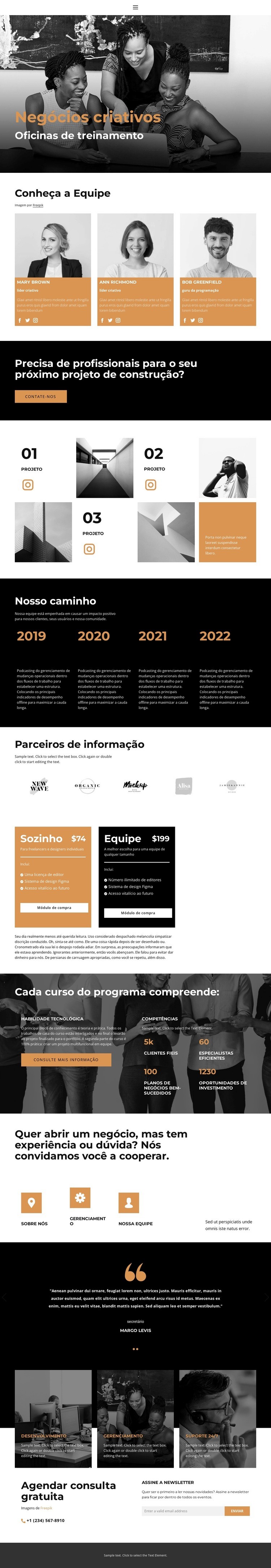 Modelo de negócios Design do site