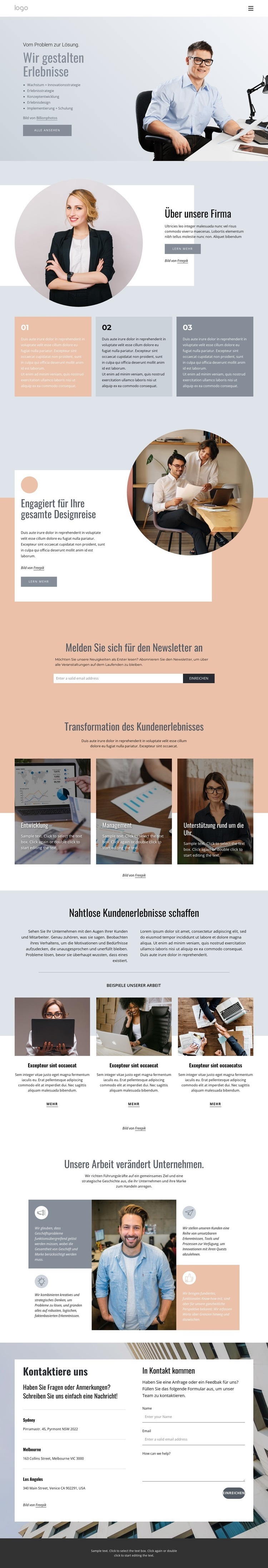 Einzigartige Designerlebnisse, Dienstleistungen und Produkte HTML Website Builder