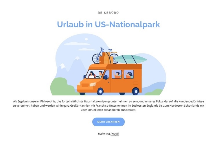 Roadtrip-Planung für Nationalparks Website design