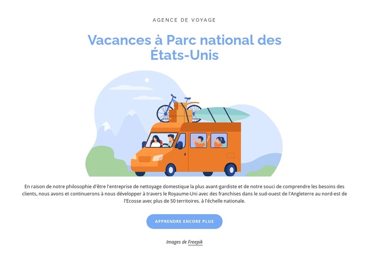 Planification de road trip dans les parcs nationaux Thème WordPress