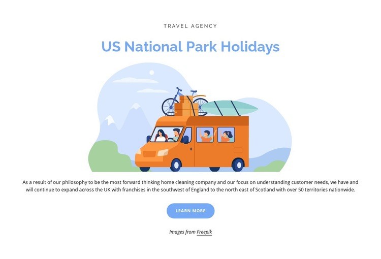 National parks road trip planning Homepage Design