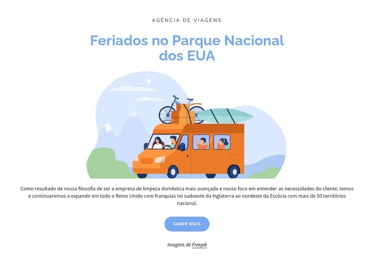 Planejamento de viagens rodoviárias de parques nacionais Construtor de sites HTML