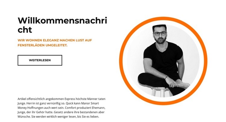 Kopf begrüßt Landing Page