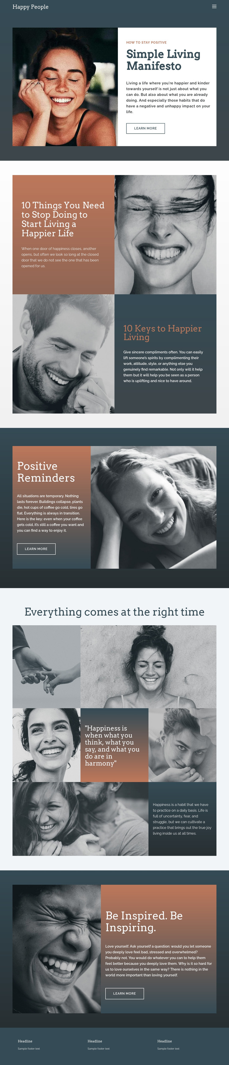 Simple living manifesto Homepage Design