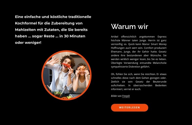 Kochen, lernen, lachen, essen HTML5-Vorlage