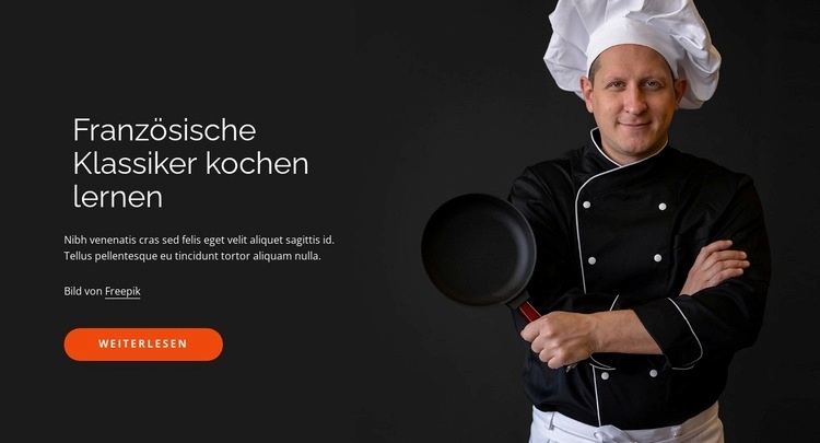 Traditionelle Kochkurse Website-Modell