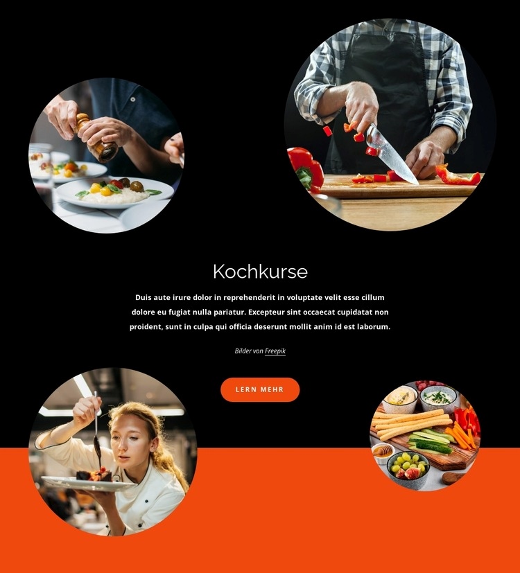 Kochkurse zum Anfassen Website-Modell