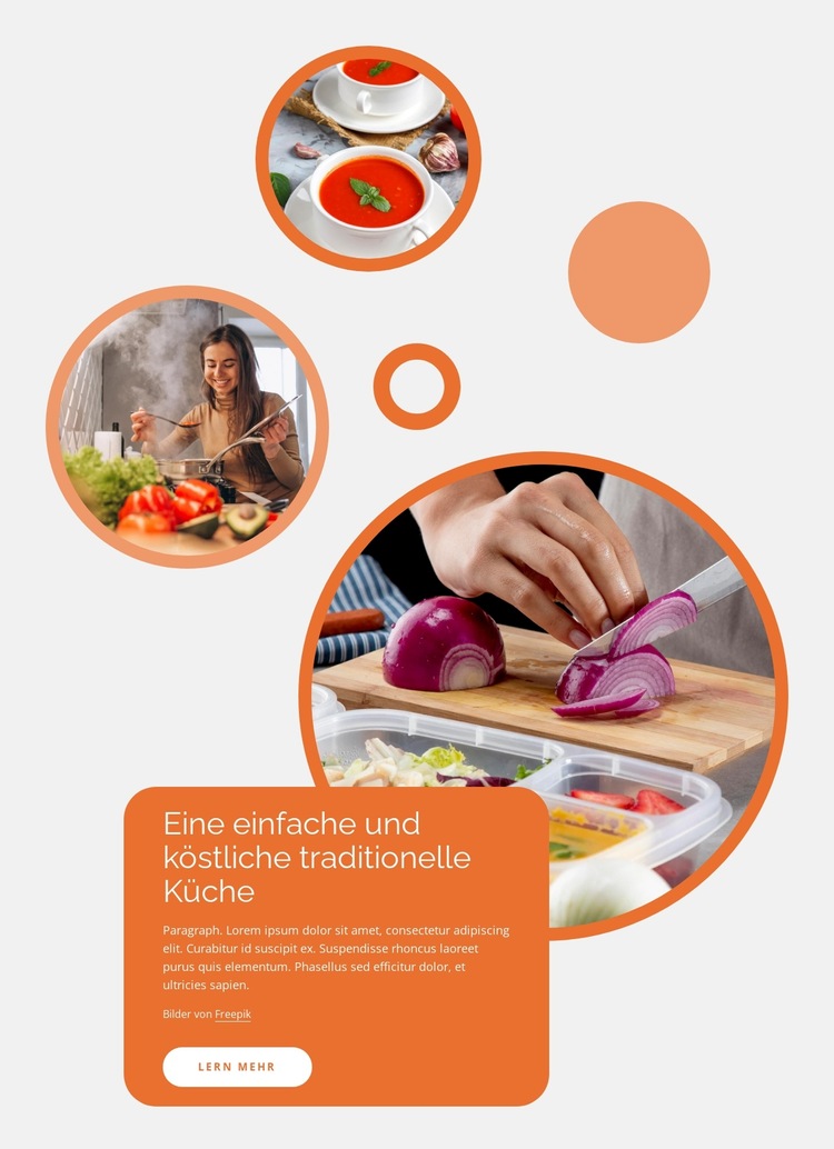 Traditionelle Küche Website-Vorlage