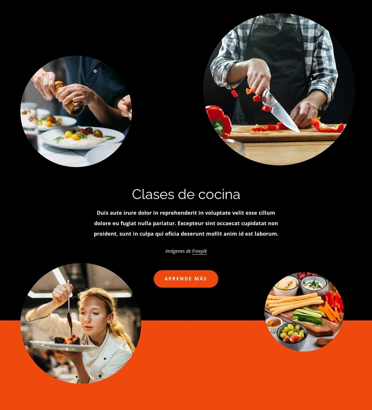 Clases prácticas de cocina Plantilla de sitio web