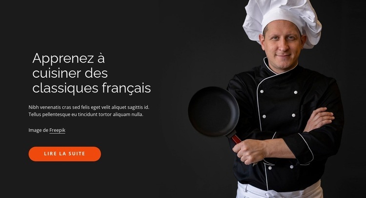 Cours de cuisine traditionnelle Maquette de site Web