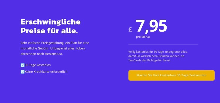 Preise für alle CSS-Vorlage