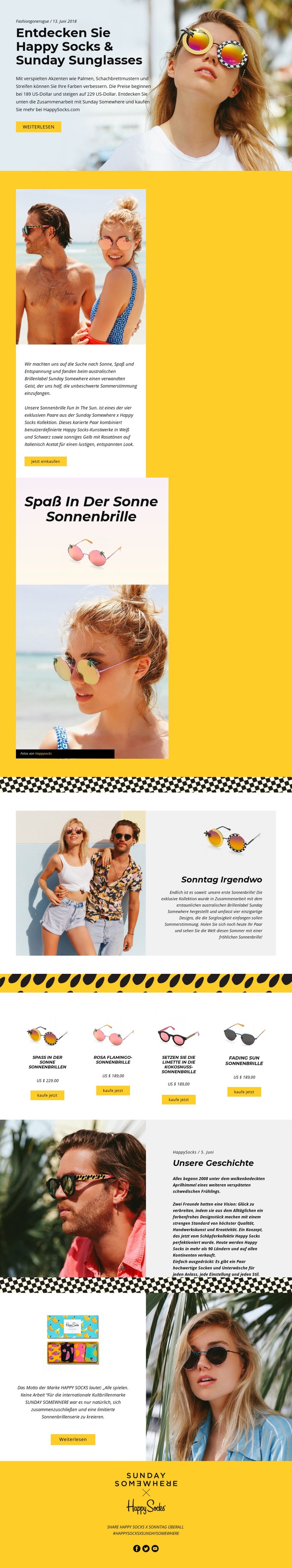 Fun Sonnenbrillen Website-Modell