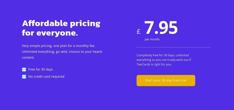 Pricing for everyone Elementor Template Alternative