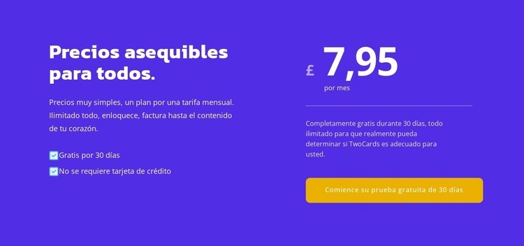 Precios para todos Creador de sitios web HTML