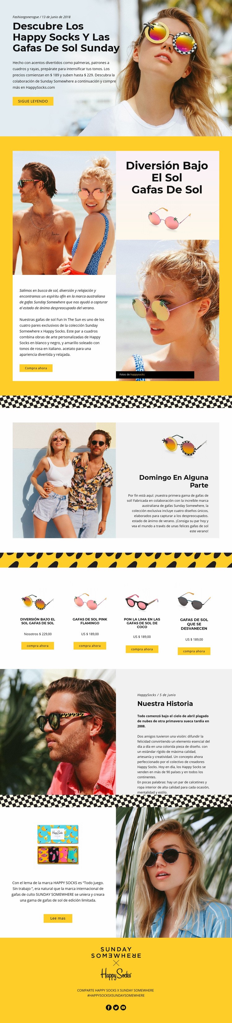 Gafas de sol divertidas Diseño de páginas web