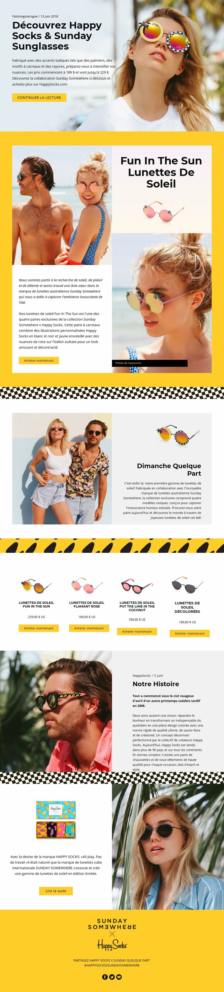 Lunettes de soleil amusantes Conception de site Web