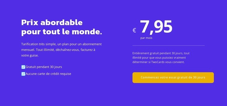 Tarif pour tous Maquette de site Web