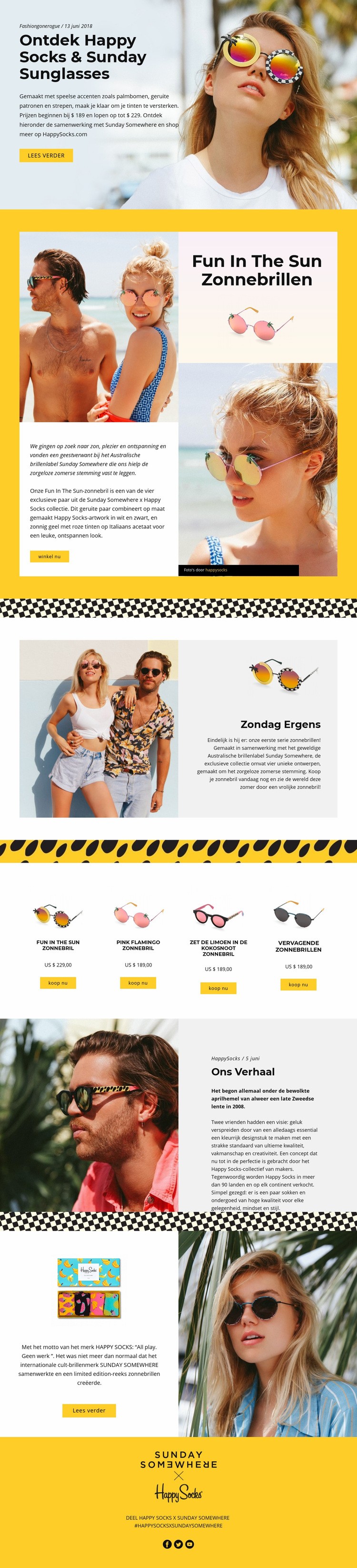 Leuke zonnebril Website mockup