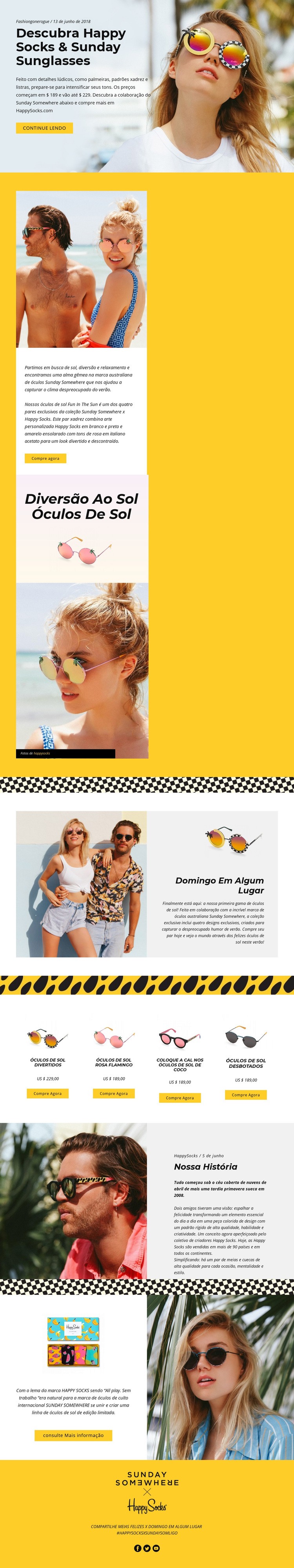 Óculos de sol divertidos Design do site