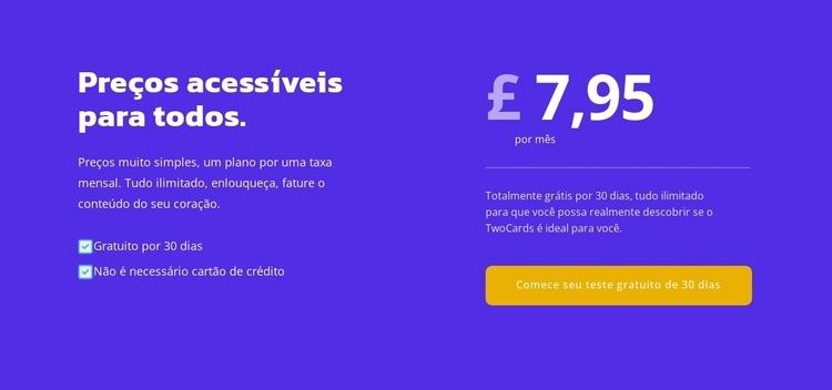 Preços para todos Landing Page