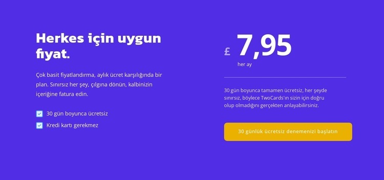 Herkes için fiyatlandırma Html Web Sitesi Oluşturucu