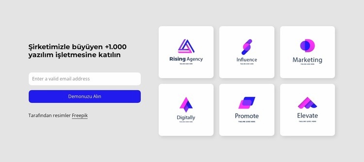 +1000 yazılım işletmesine katılın Web Sitesi Mockup'ı