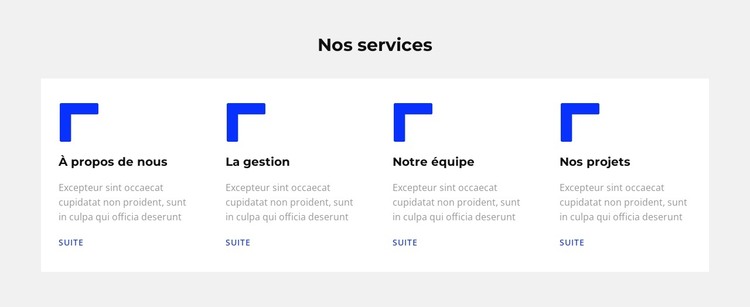 Services fournis Modèle HTML