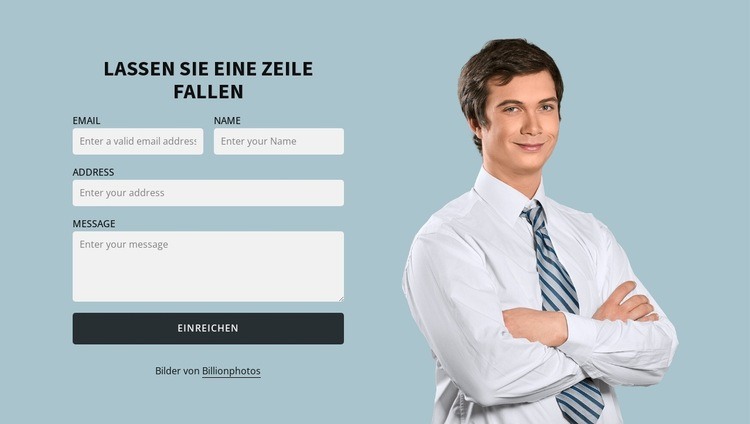 Männerportrait und Kontaktformular Website Builder-Vorlagen