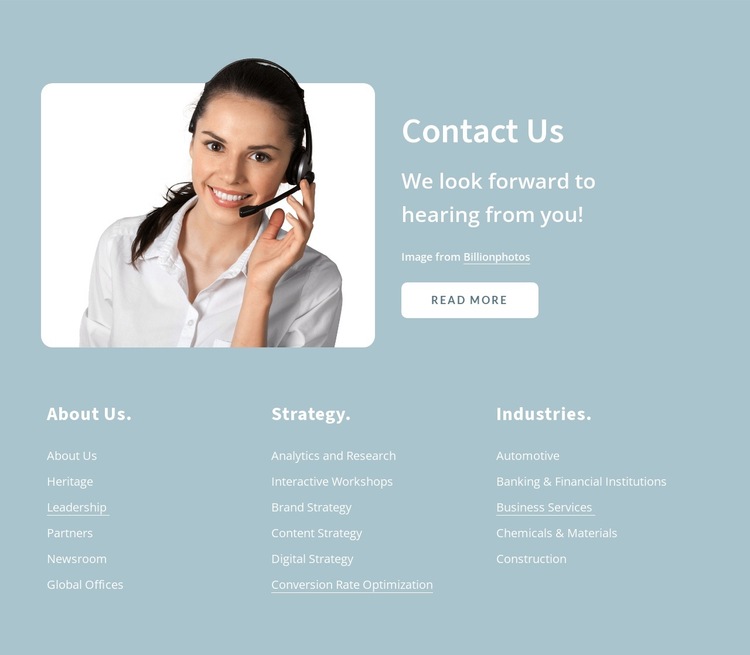 Contact us block with button HTML5 Template