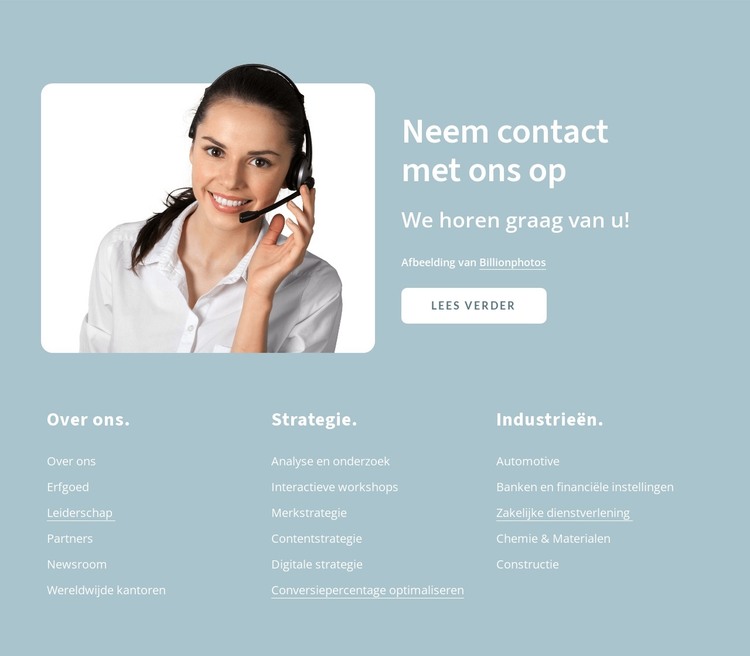 Contacteer ons blok met knop HTML-sjabloon