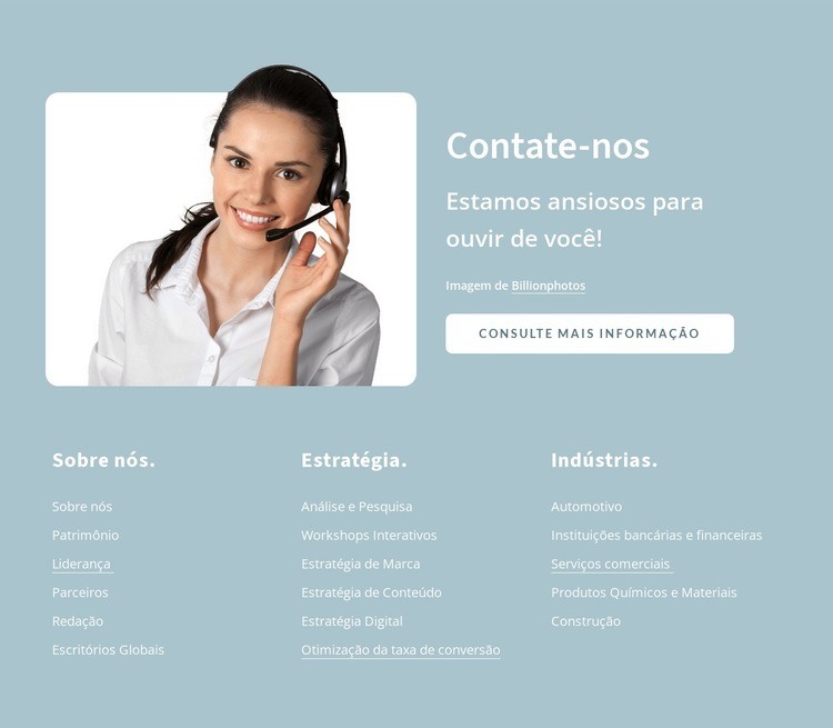 Contacte-nos bloco com botão Design do site