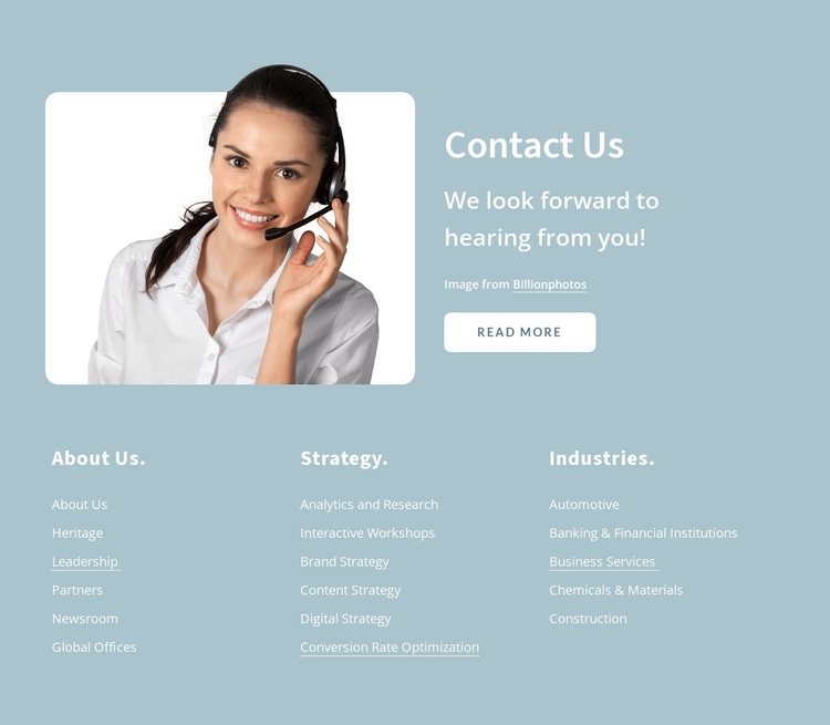 Contact us block with button Template