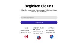 Schließen Sie Sich Uns Block Mit Kontaktformular Und Flaggen An - Benutzerdefiniertes Website-Design