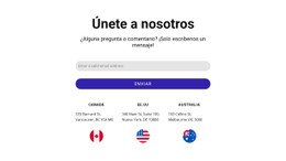 Únase A Nosotros Bloque Con Formulario De Contacto Y Banderas Plantilla De Cuadrícula CSS