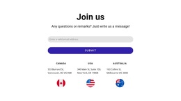 Responsive HTML5 For Join Us Block With Contact Form And Flags