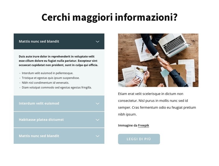 Maggiori informazioni Un modello di pagina