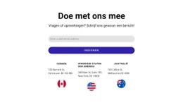 Responsieve HTML5 Voor Sluit Je Aan Bij Ons Blok Met Contactformulier En Vlaggen