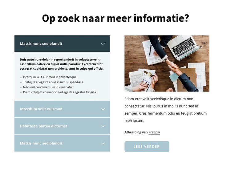 Meer informatie Sjabloon