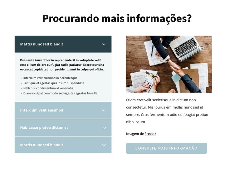 Mais Informações Construtor de sites HTML