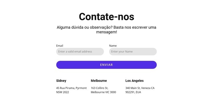 Nossos locais em todo o mundo Construtor de sites HTML